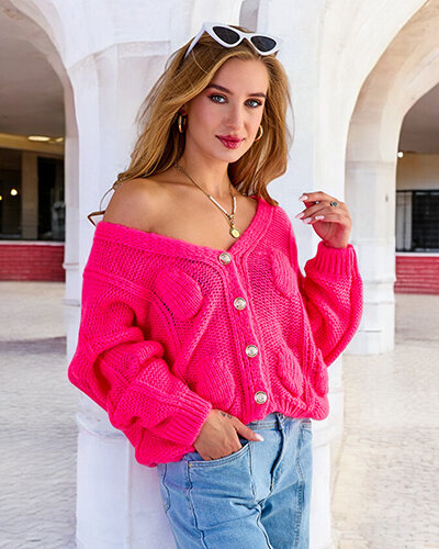 Royalfashion Women's knitted sweater with buttons