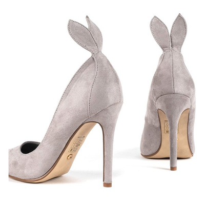 Szare czółenka na wysokiej szpilce z uszkami Felisiti- Obuwie