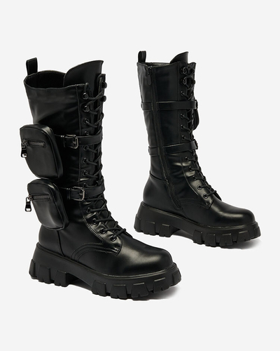 Royalfashion Melni sieviešu bagger zābaki ar Atiuha somiņu