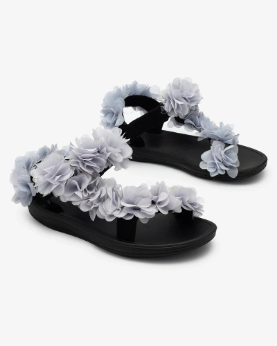 Royalfashion Grey women's sandals with flowers Alferroy