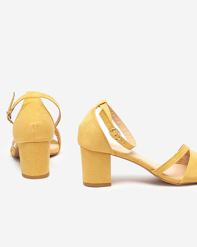 Women's yellow sandals on the post Eqro- Footwear