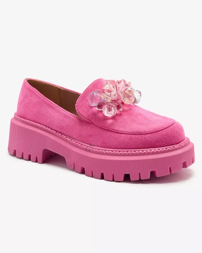 Royalfashion Fuchsia women's moccasins with colorful beads Hetika