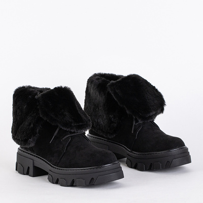 Black eco suede leather boots for women Itsumi- Footwear