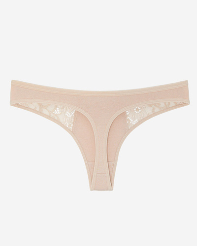 Beige lace women's thong panties - Underwear