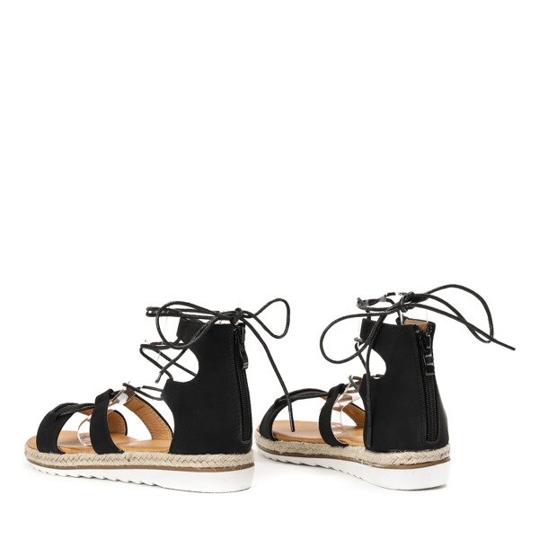 Czarne sandały z wiązaniem wokół kostki Rachela - Obuwie