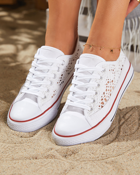 Tareni women's white openwork sneakers - Footwear