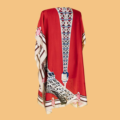 Red women's pareo with print - Clothing