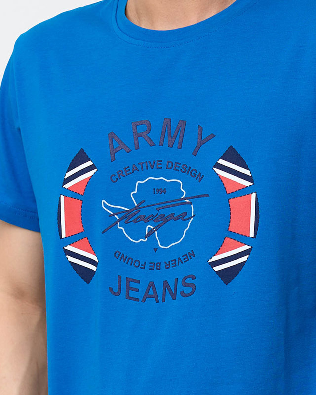 Gaiši zils vīriešu apdrukāts t-krekls - Apģērbs