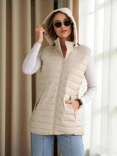 Royalfashion Women's sleeveless jacket with detachable hood