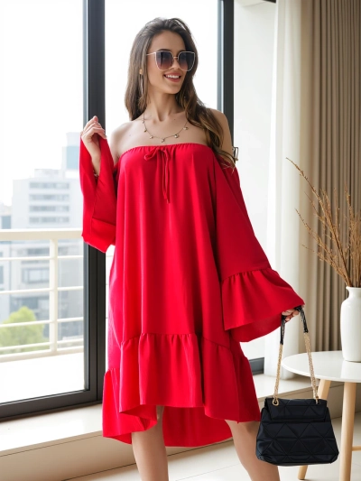 Royalfashion Women's off-the-shoulder dress with ruffles oversized