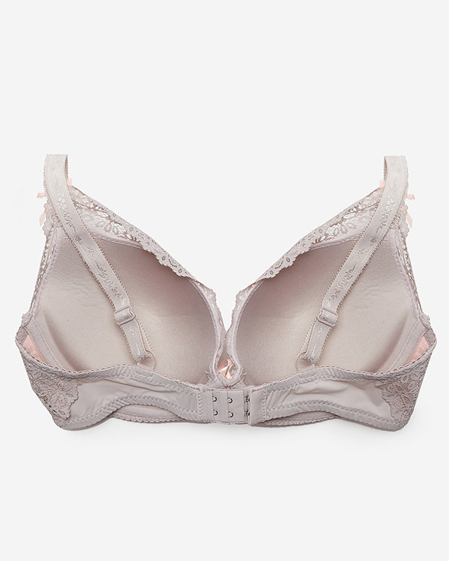 Розово-серый женский кружевной бюстгальтер