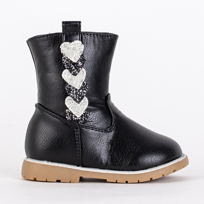 Black girls boots with a decorative upper Nokimi - Footwear