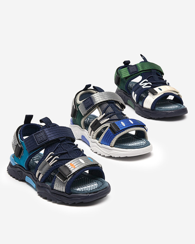 Navy blue children's sandals with Velcro Meteris - Footwear