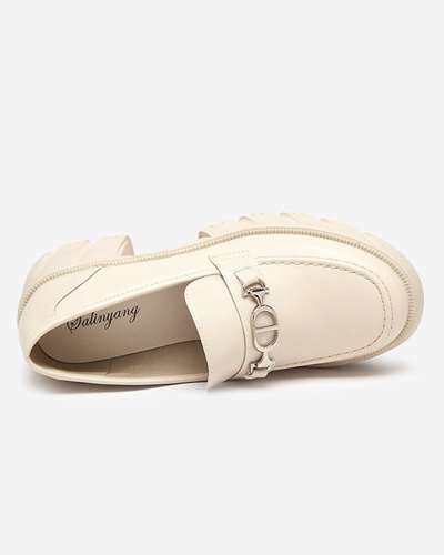 Beige women's shoes on a massive Terima sole - Footwear