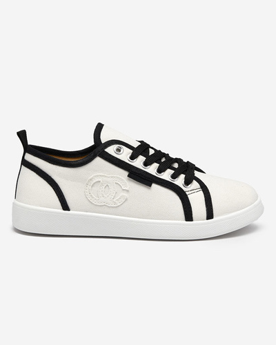 White women's sneakers with patch Wefera - Footwear