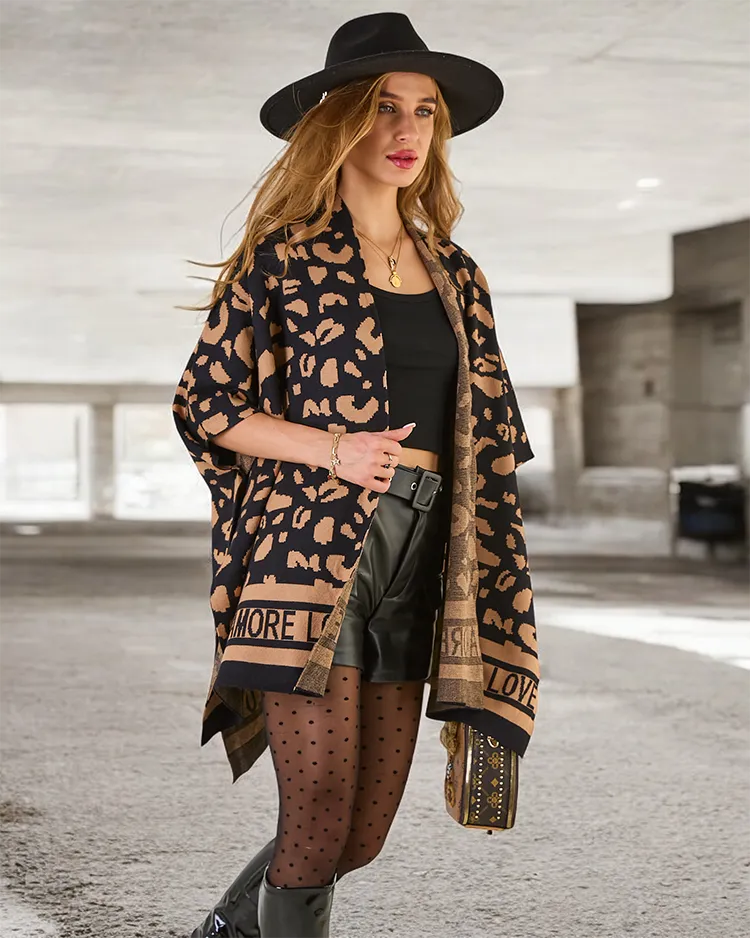 Royalfashion Sieviešu pončo ar apdruku