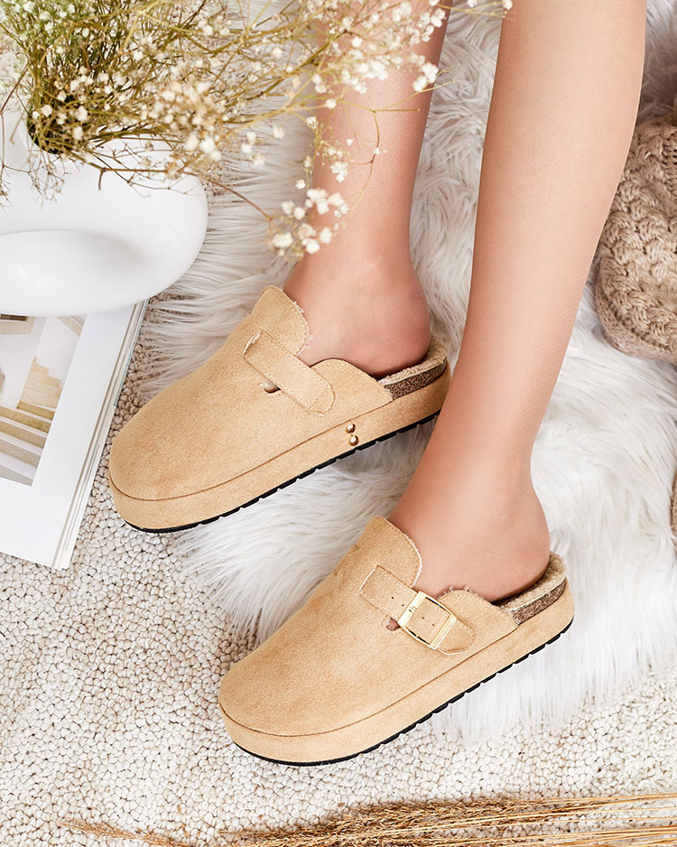 Royalfashion Women's slippers with sheepskin and buckle Kajis