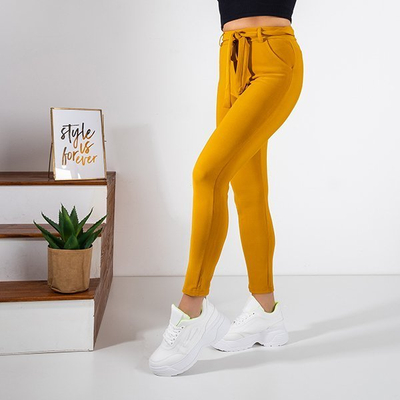 Sinepju sieviešu auduma bikses ar sasietu jostu - Apģērbs