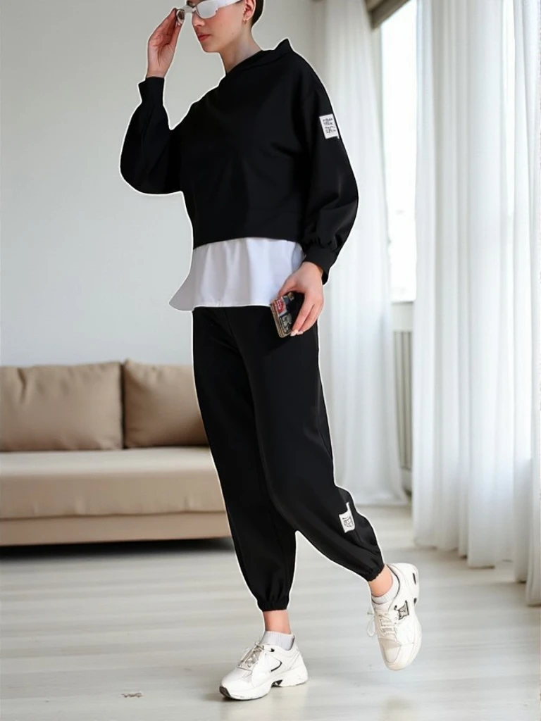 Royalfashion Sieviešu kokvilnas komplekts ar krekla iebūvējumu