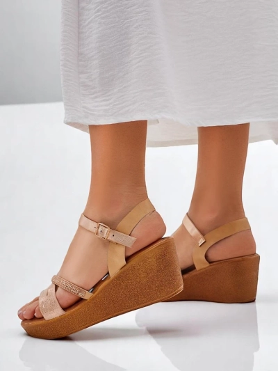 Женские босоножки на платформе Royalfashion с стразами и блестками Eclat