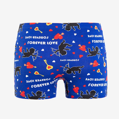 Navy blue men's boxer shorts with print - Underwear