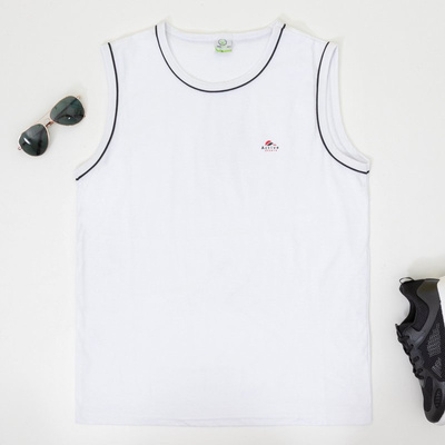 Men's white cotton sleeveless t-shirt - Clothing