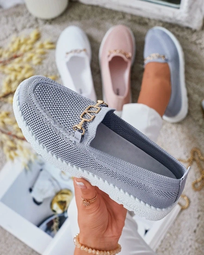 Royalfashion Women's fabric moccasins with gold embellishment Erticae