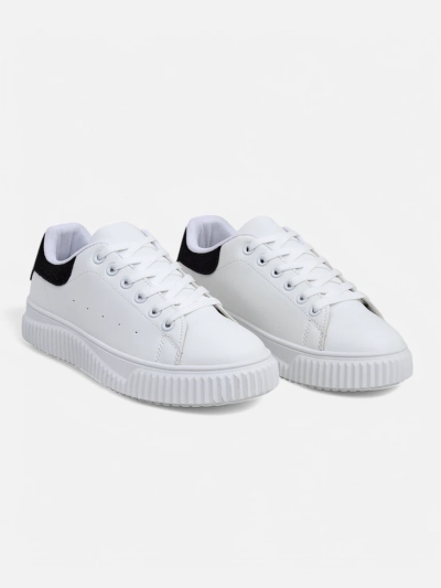 Damskie sneakersy Callista lav platforma ze skóry ekologicznej białe-czarne