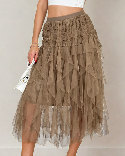 Royalfashion Women's double-layered midi skirt