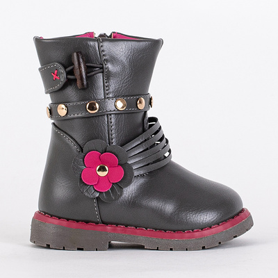 Gray children's boots made of eco leather Kisso - Footwear