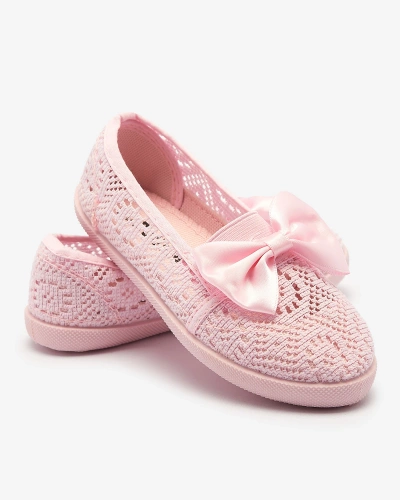 Girls' bow sneakers in light pink Lolisa - Footwear