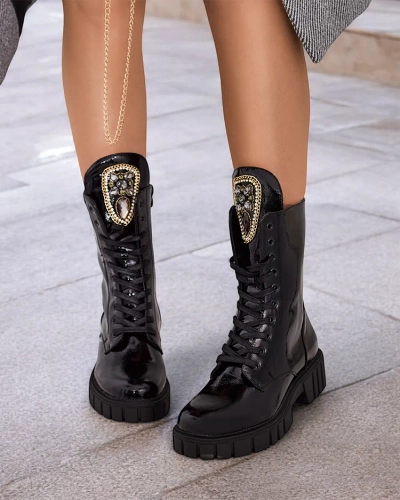 Royalfashion Women's Operre lace-up boots