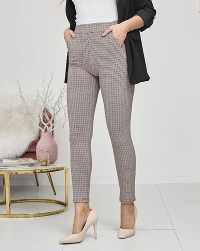 Maroon and black women's checkered treggings - Clothing