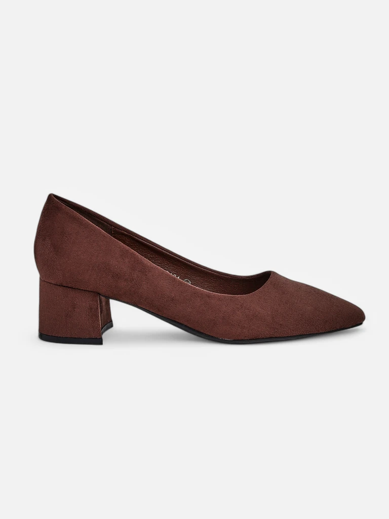 Aurelia Classico – Brown women's suede pumps on a 4.5 cm block heel