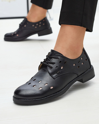 Women's openwork eco leather half shoes in black Selofso- Footwear