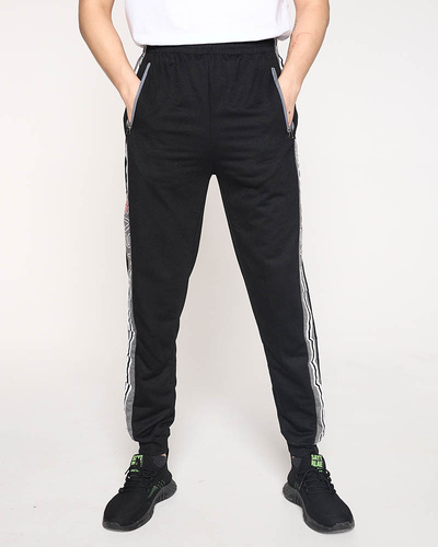 Men's black sweatpants with inscriptions - Clothing