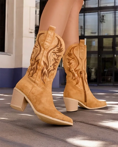 Royalfashion Women's cowboy boots on a high heel Holorro