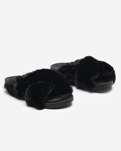 Slippers with fur in black Mashte - Footwear