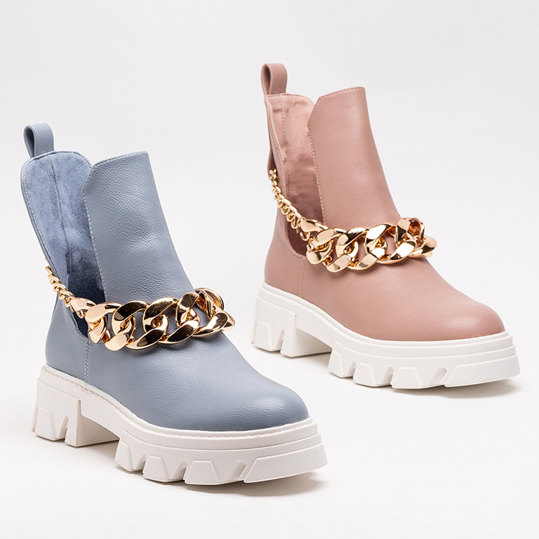 Blue women's boots with chain Tenkay - Footwear