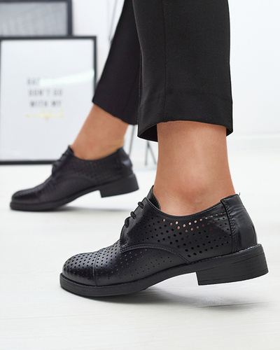 Openwork black women's eco leather half shoes Azedvo- Footwear