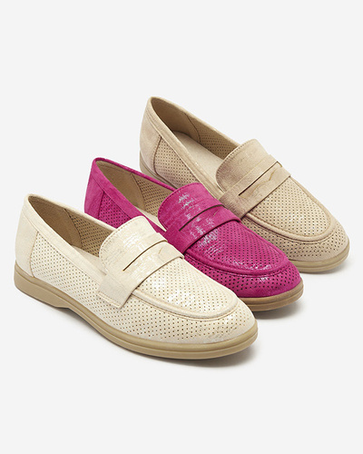 Fuchsia openwork women's moccasins with shiny finish Idesa - Footwear