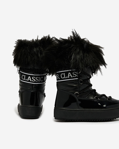 Royalfashion Children's slip-on shoes a'la snow boots with fur in black Asika