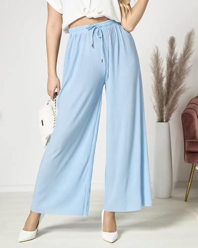 Women's wide pleated palazzo pants in blue - Clothing