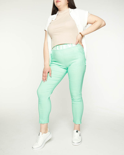 Women's fabric pants with mint inscription - Clothing