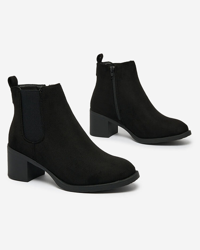 Royalfashion Black eco-suede women's boots on a post Nanhelyna