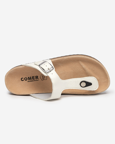 Baltas sieviešu eko zamšādas sandales Sodifo- Footwear