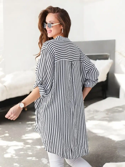 Royalfashion Women's long striped viscose shirt