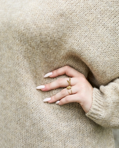 Royalfashion Pelēki bēšs sieviešu garais oversize džemperis