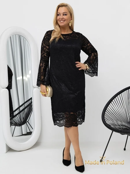 Lav dame midi blondekjole med vide ærmer Kiss Star