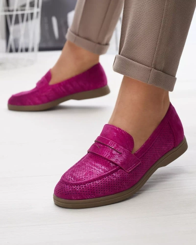 Fuchsia openwork women's moccasins with shiny finish Idesa - Footwear